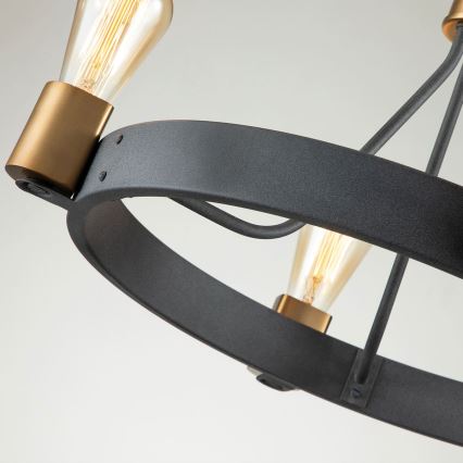 Quintiesse - SILAS rod-mounted chandelier 4xE27/60W/230V dia. 54,9 cm black/gold