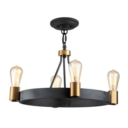 Quintiesse - SILAS rod-mounted chandelier 4xE27/60W/230V dia. 54,9 cm black/gold