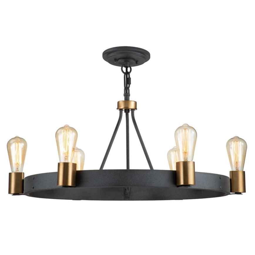 Quintiesse - SILAS Rod Chandelier 6xE27/60W/230V Ø 72.3 cm Black/Gold
