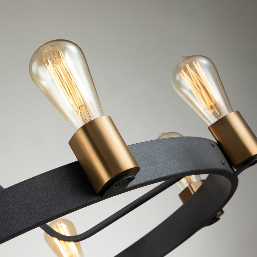 Quintiesse - SILAS Rod Chandelier 8xE27/60W/230V Ø 82.9 cm black/gold