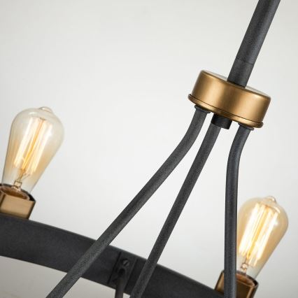 Quintiesse - SILAS Rod Chandelier 8xE27/60W/230V Ø 82.9 cm black/gold