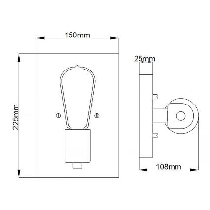 Quintiesse - SILAS Wall Light 1xE27/60W/230V Black/Gold
