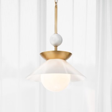 Quintiesse - Rod pendant light SAUCER M 1xE27/40W/230V Ø 36.6 cm gold