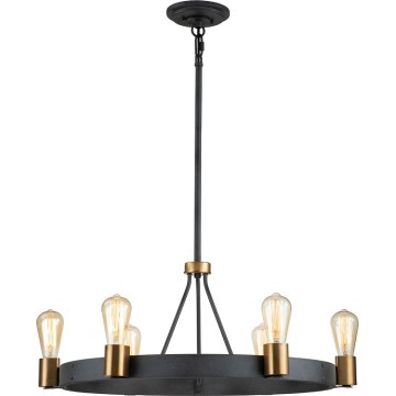 Quintiesse - SILAS Rod Chandelier 6xE27/60W/230V Ø 72.3 cm Black/Gold