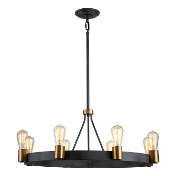 Quintiesse - SILAS Rod Chandelier 8xE27/60W/230V Ø 82.9 cm black/gold