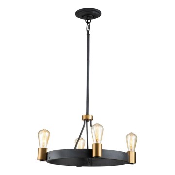 Quintiesse - SILAS rod-mounted chandelier 4xE27/60W/230V dia. 54,9 cm black/gold