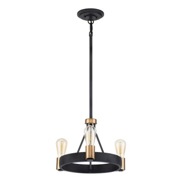Quintiesse - SILAS rod pendant light 3× E27, max. 60 W each, 230 V, Ø 42.2 cm, black/gold