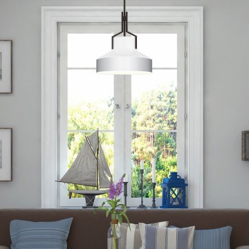 Quoizel - BRECKEN Rod Pendant, 2×E27 (max. 60 W per bulb), 230 V, Black/White