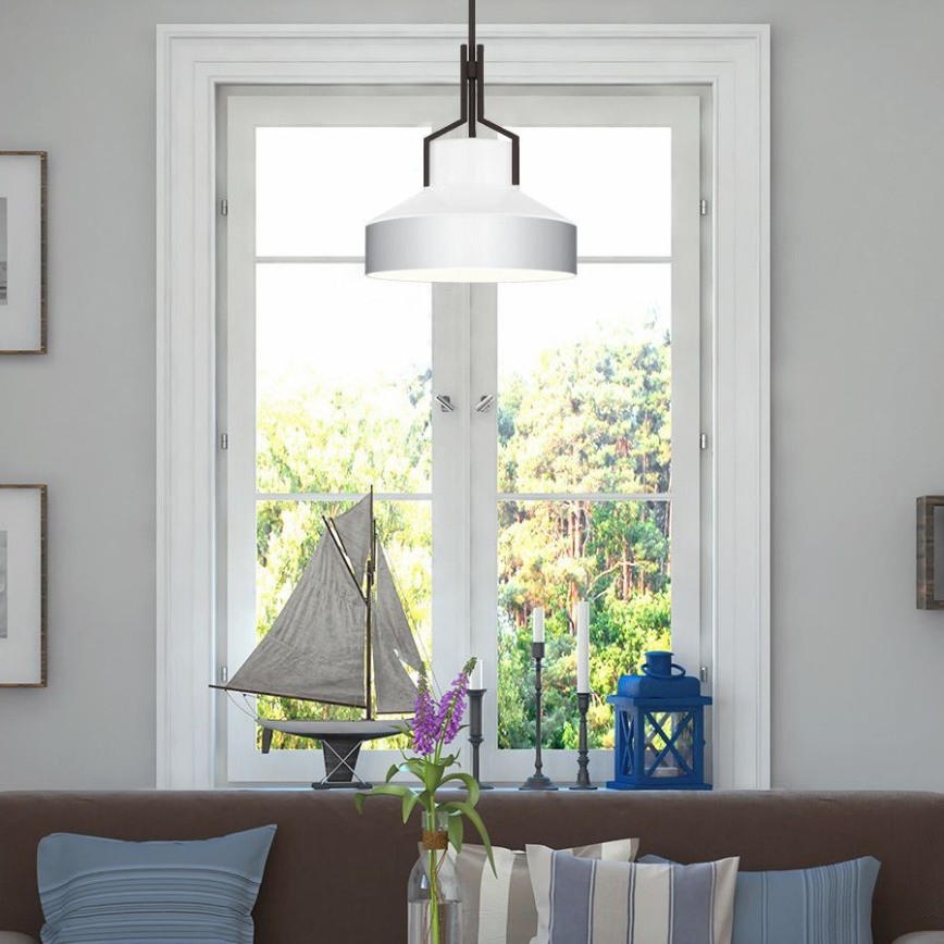 Quoizel - BRECKEN Rod Pendant, 2×E27 (max. 60 W per bulb), 230 V, Black/White