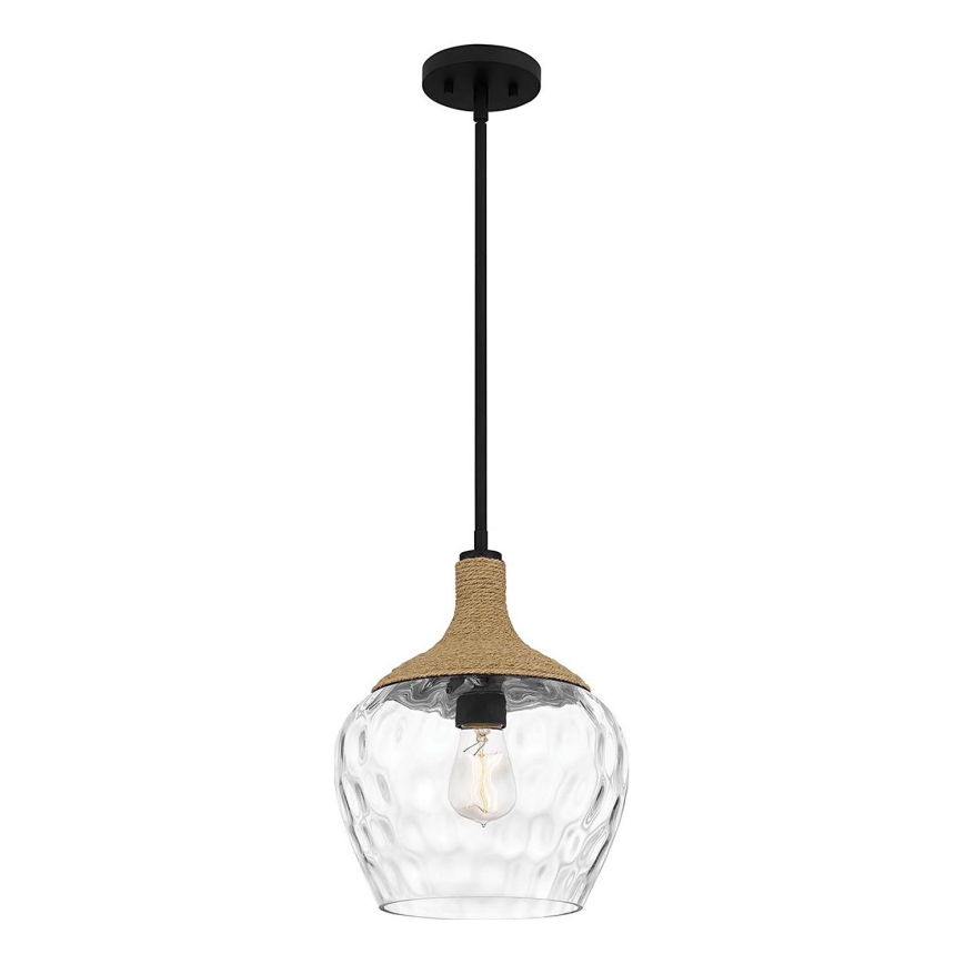 Quoizel - Chandelier on a pole ROYER 1xE27/60W/230V d. 30,2 cm clear/black/beige