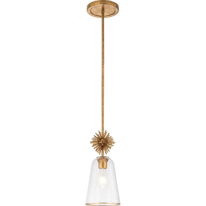 Quoizel - Chandelier on a pole STARING 1xE27/40W/230V d. 18,4 cm gold/patina/clear