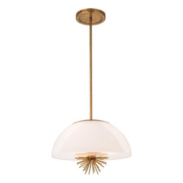 Quoizel - Chandelier on a pole STARING 3xE14/40W/230V d. 45,7 cm gold/patina/white