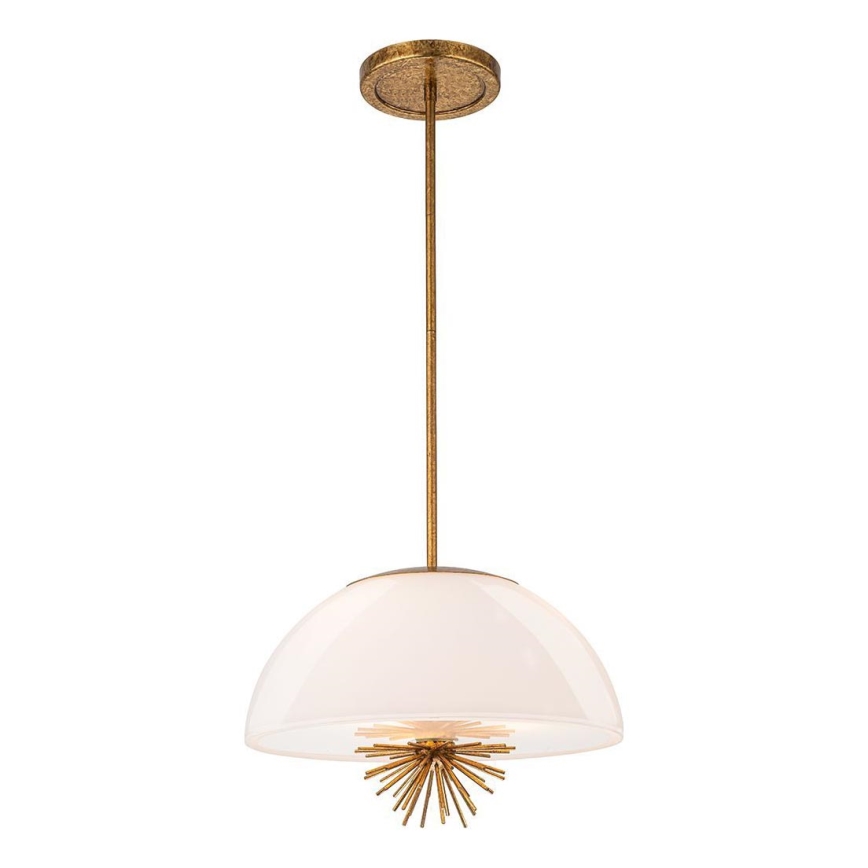 Quoizel - Chandelier on a pole STARING 3xE14/40W/230V d. 45,7 cm gold/patina/white