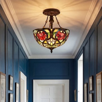 Quoizel - Flush-mount Tiffany chandelier LARISSA 2xE27/60W/230V Ø 35 cm