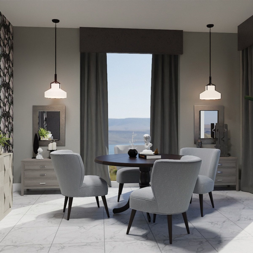 Quoizel - Rod Chandelier BRECKEN 2xE27/60W/230V Black/Marble Effect