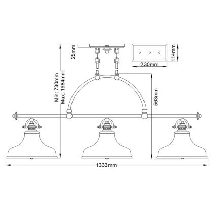 Quoizel - Chandelier on a chain EMERY 3xE27/100W/230V shiny chrome