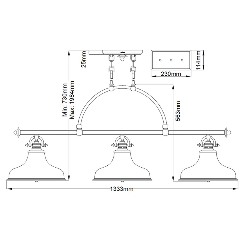 Quoizel - Chandelier on a chain EMERY 3xE27/100W/230V shiny chrome