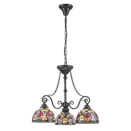 Quoizel - Chain-Hung Tiffany Chandelier LARISSA 3xE27/60W/230V Ø 63.6 cm
