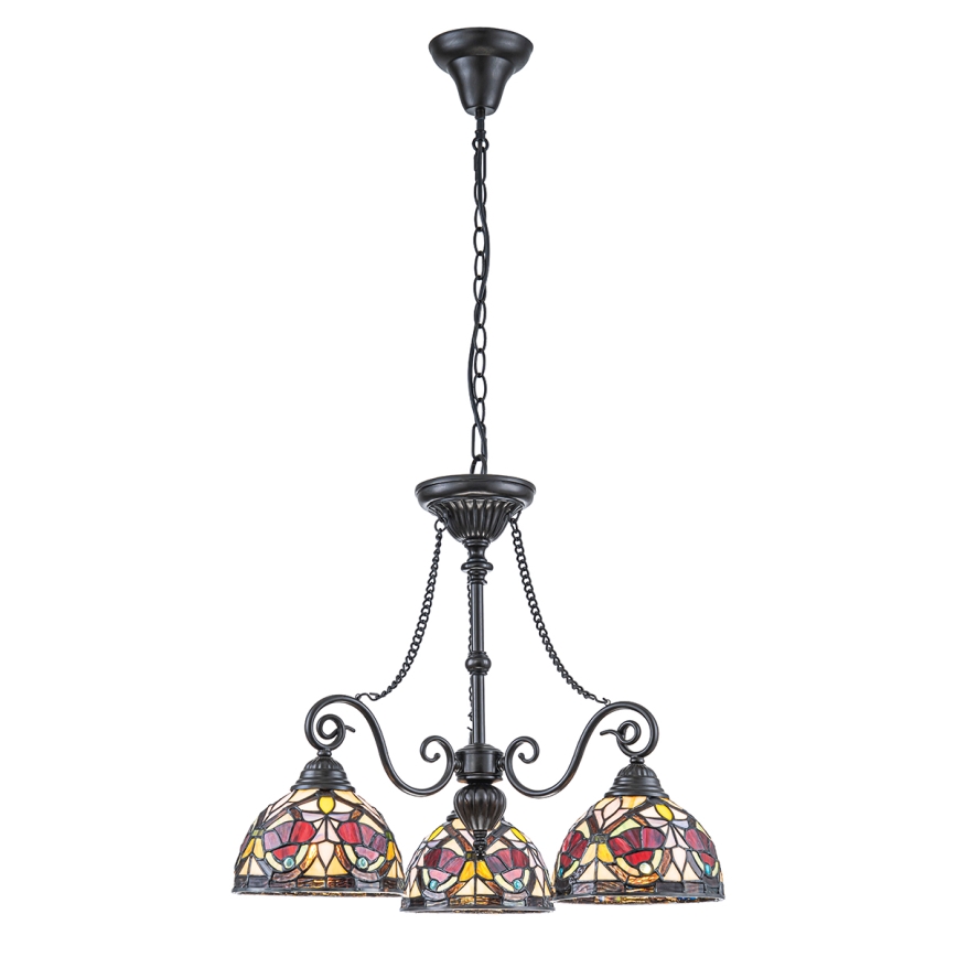 Quoizel - Chain-Hung Tiffany Chandelier LARISSA 3xE27/60W/230V Ø 63.6 cm
