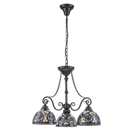 Quoizel - Chain-Hung Tiffany Chandelier LARISSA 3xE27/60W/230V Ø 63.6 cm