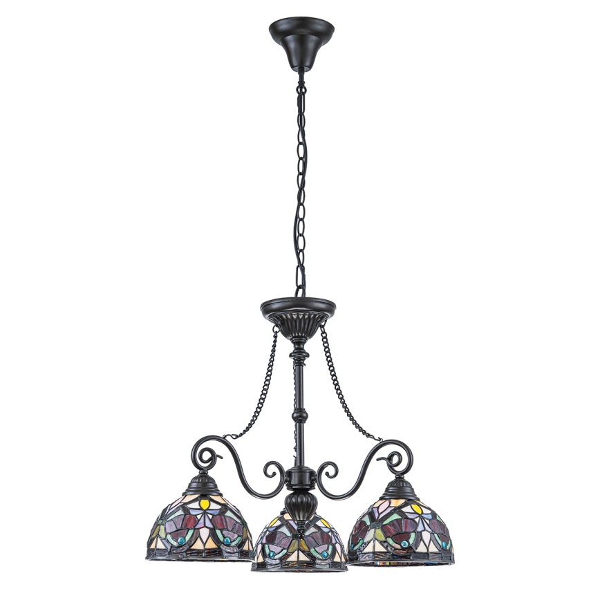 Quoizel - Chain-Hung Tiffany Chandelier LARISSA 3xE27/60W/230V Ø 63.6 cm