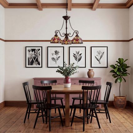 Quoizel - Chain-Hung Tiffany Chandelier LARISSA 3xE27/60W/230V Ø 63.6 cm