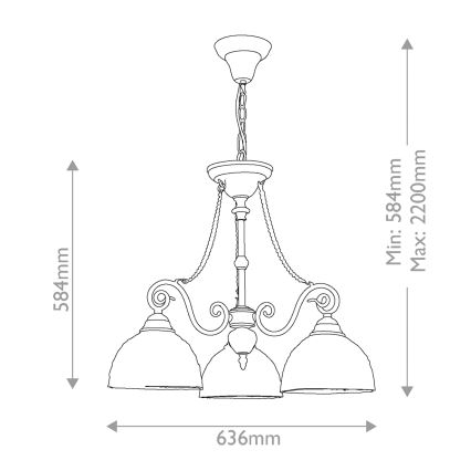 Quoizel - Chain-Hung Tiffany Chandelier LARISSA 3xE27/60W/230V Ø 63.6 cm