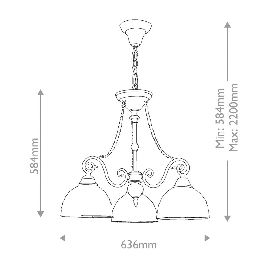Quoizel - Chain-Hung Tiffany Chandelier LARISSA 3xE27/60W/230V Ø 63.6 cm