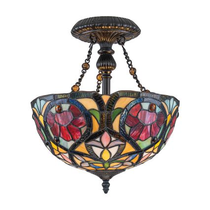 Quoizel - Flush-mount Tiffany chandelier LARISSA 2xE27/60W/230V Ø 35 cm