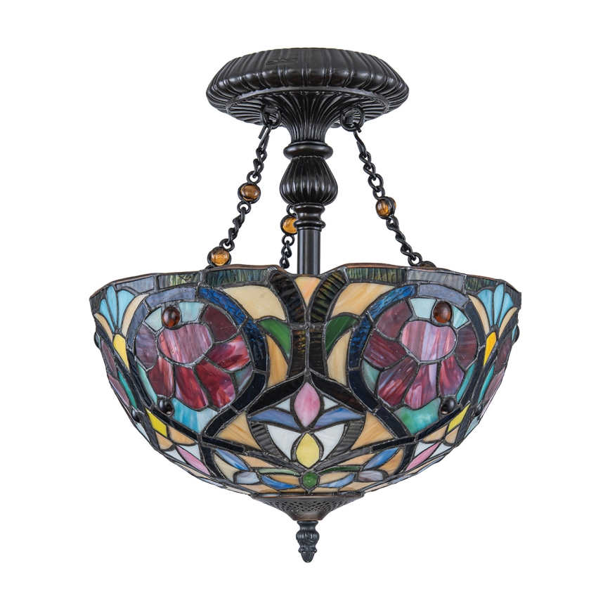 Quoizel - Flush-mount Tiffany chandelier LARISSA 2xE27/60W/230V Ø 35 cm