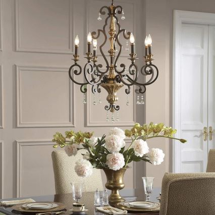Quoizel - MARQUETTE chain-hung chandelier 6xE14/60W/230V bronze