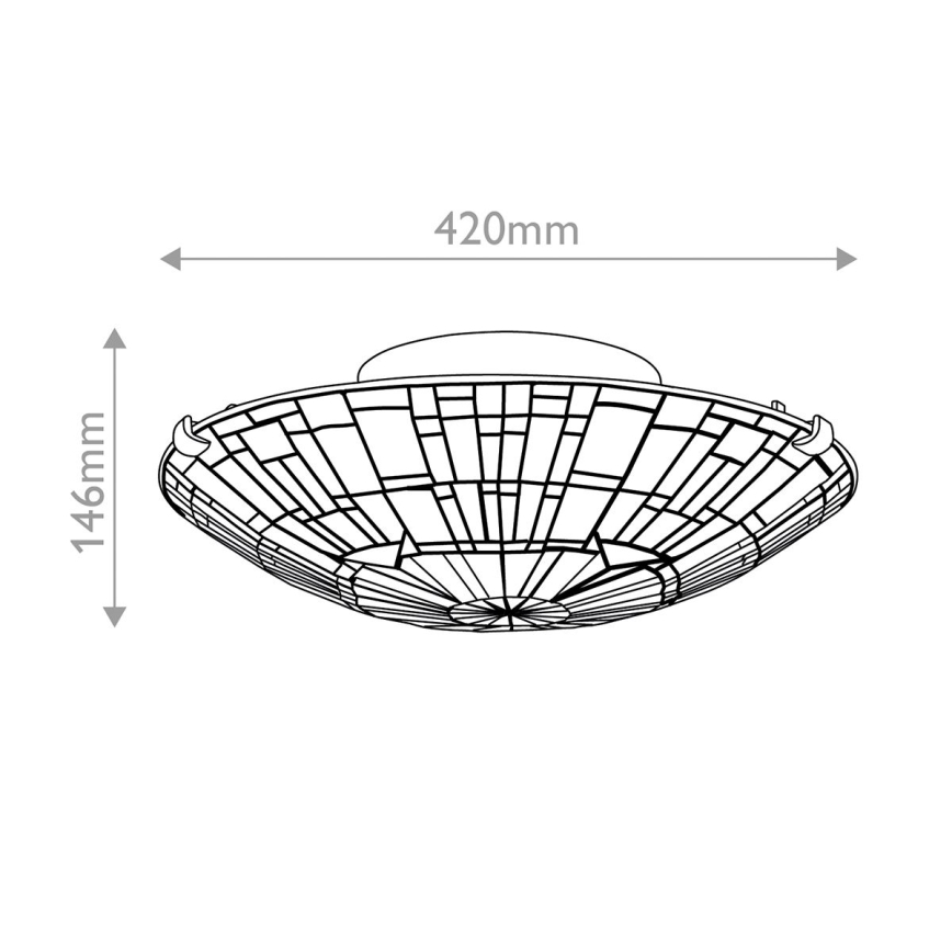 Quoizel - Tiffany REED Ceiling Light, 2× E27 (max. 60W), 230V, Ø 42 cm