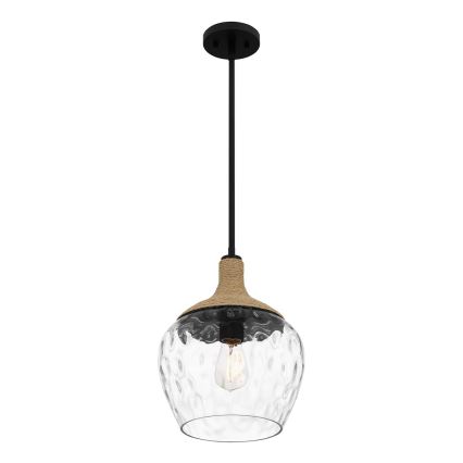 Quoizel - Chandelier on a pole ROYER 1xE27/60W/230V d. 30,2 cm clear/black/beige