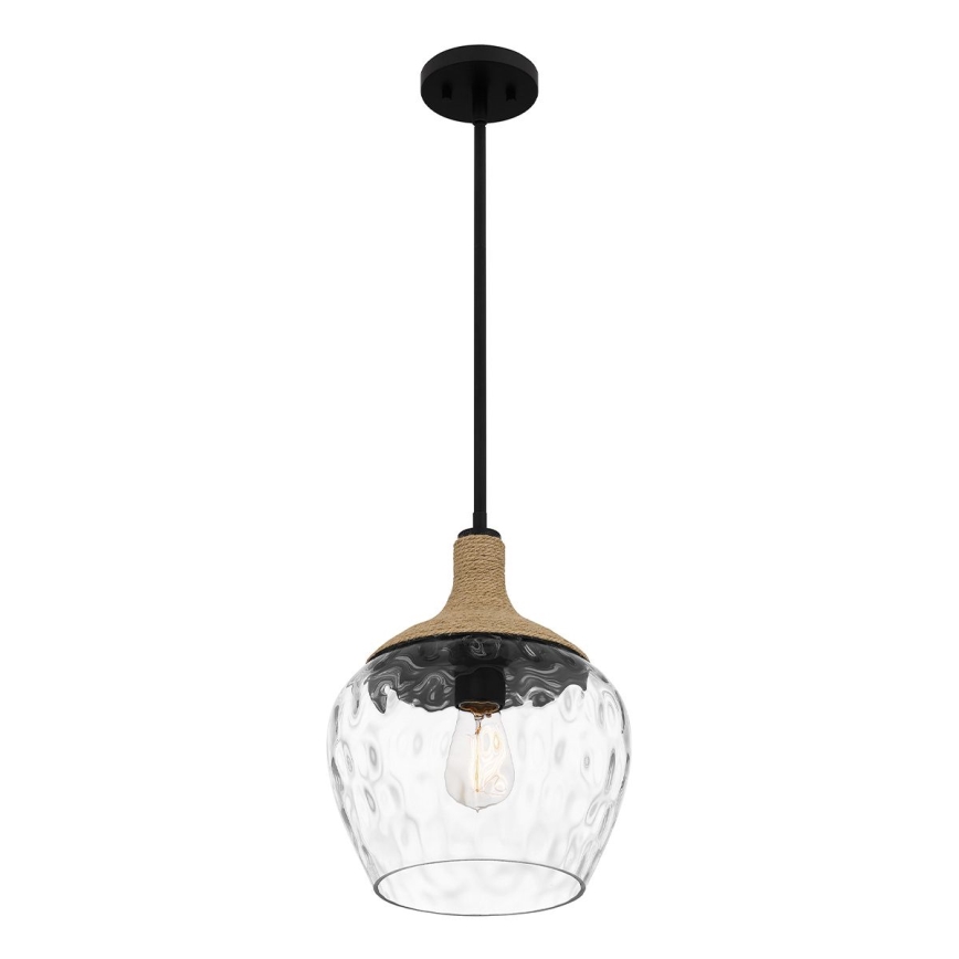 Quoizel - Chandelier on a pole ROYER 1xE27/60W/230V d. 30,2 cm clear/black/beige