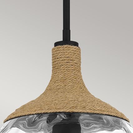 Quoizel - Chandelier on a pole ROYER 1xE27/60W/230V d. 30,2 cm clear/black/beige