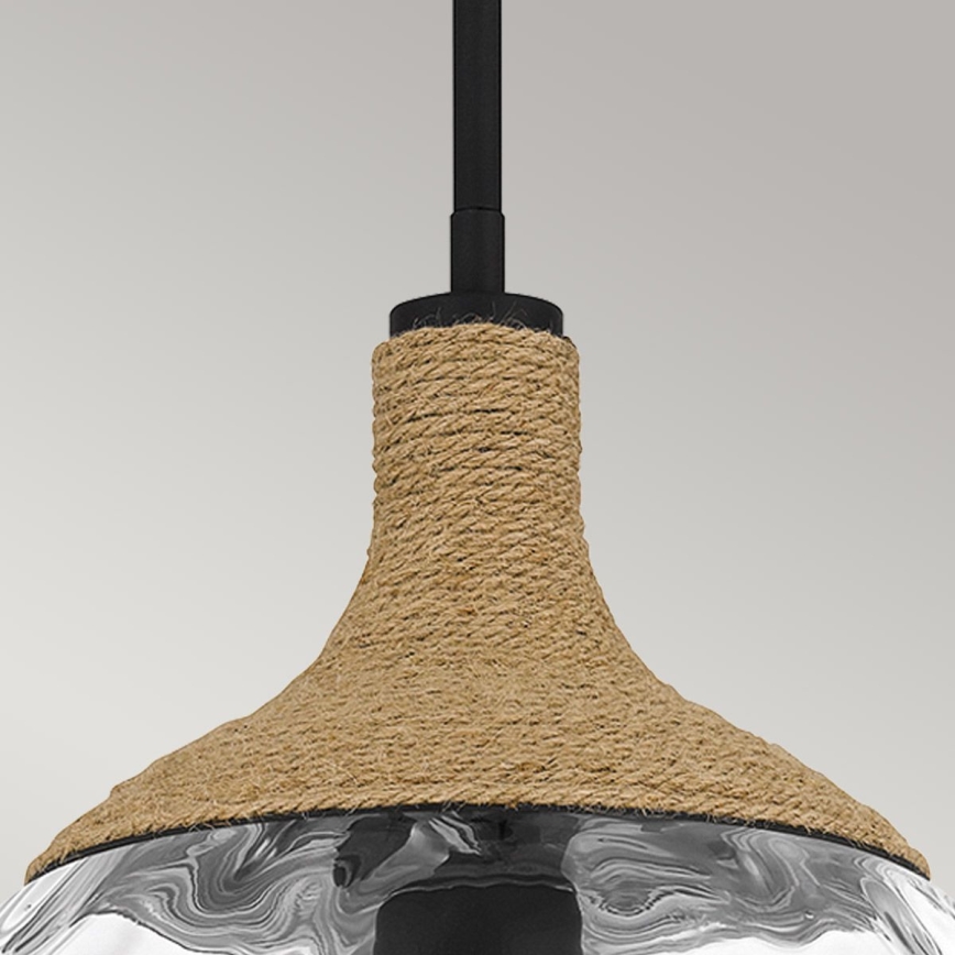 Quoizel - Chandelier on a pole ROYER 1xE27/60W/230V d. 30,2 cm clear/black/beige