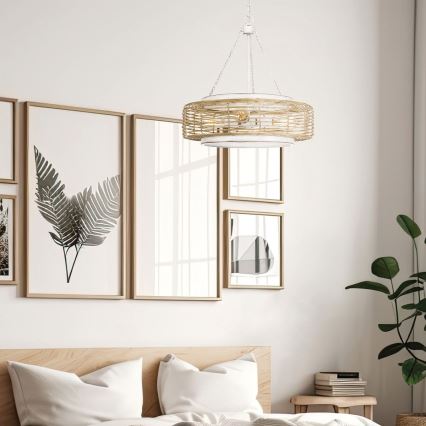 Quoizel - WAYLON Chain-Hung Chandelier, 4xE27/60W/230V, Ø 50.4 cm, Brown/White