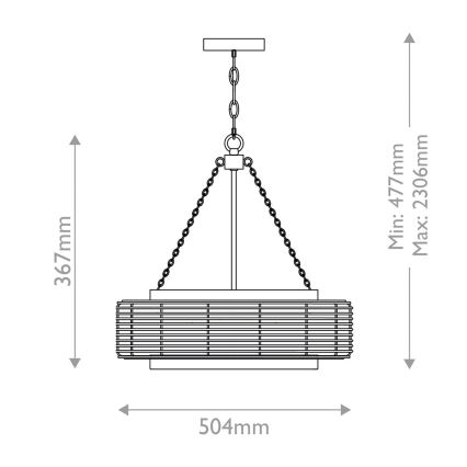 Quoizel - WAYLON Chain-Hung Chandelier, 4xE27/60W/230V, Ø 50.4 cm, Brown/White