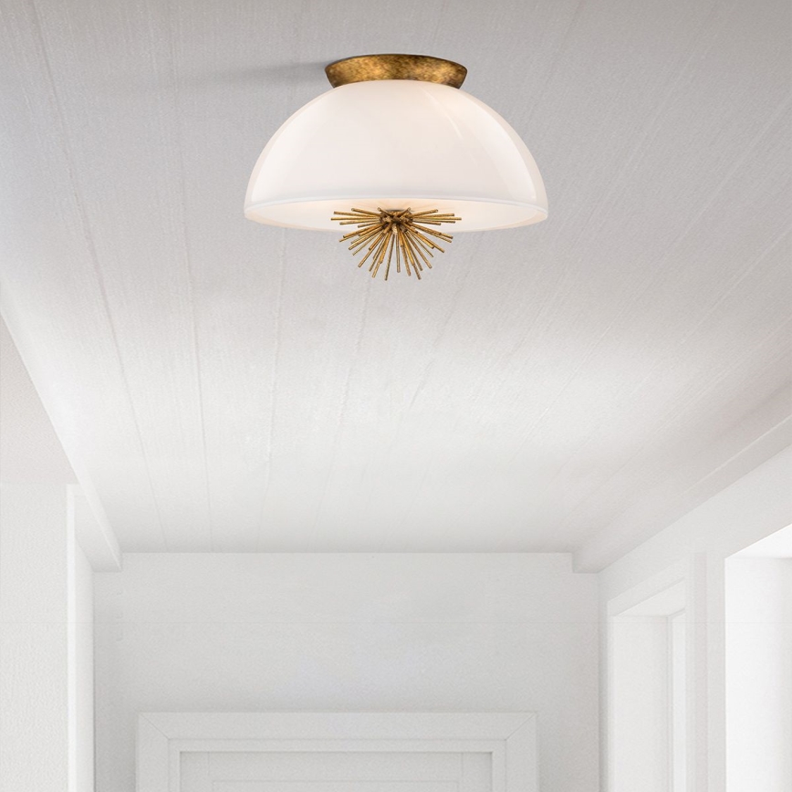 Quoizel - Chandelier on a pole STARING 3xE14/40W/230V d. 45,7 cm gold/patina/white