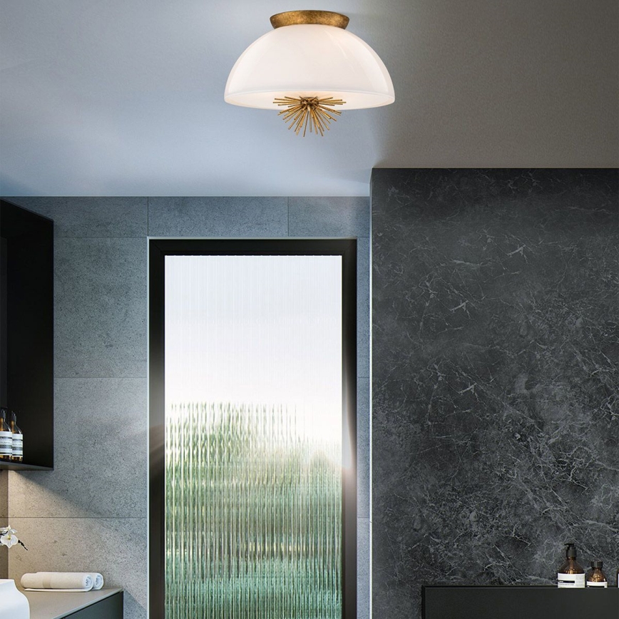 Quoizel - Chandelier on a pole STARING 3xE14/40W/230V d. 45,7 cm gold/patina/white