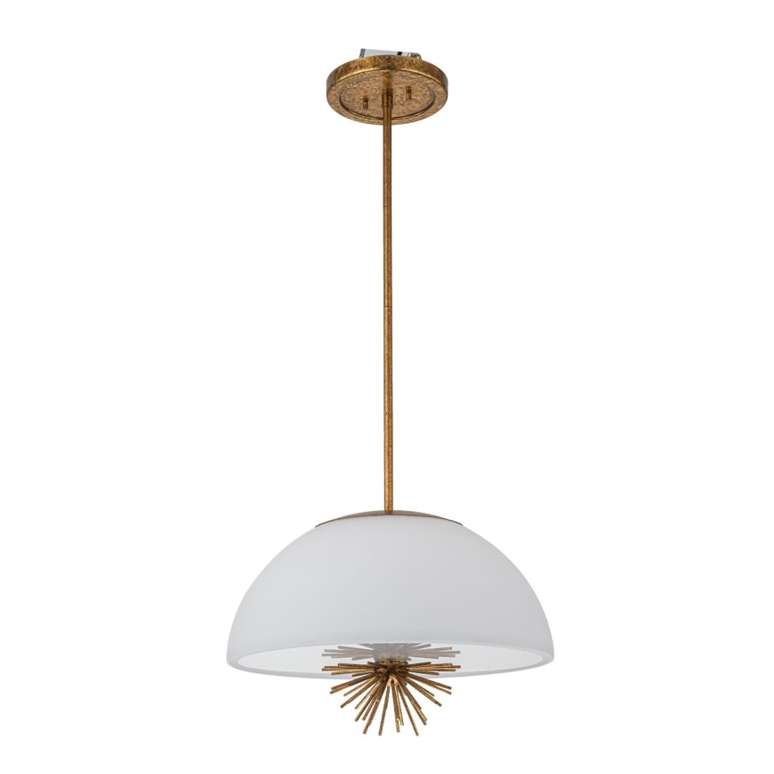 Quoizel - Chandelier on a pole STARING 3xE14/40W/230V d. 45,7 cm gold/patina/white