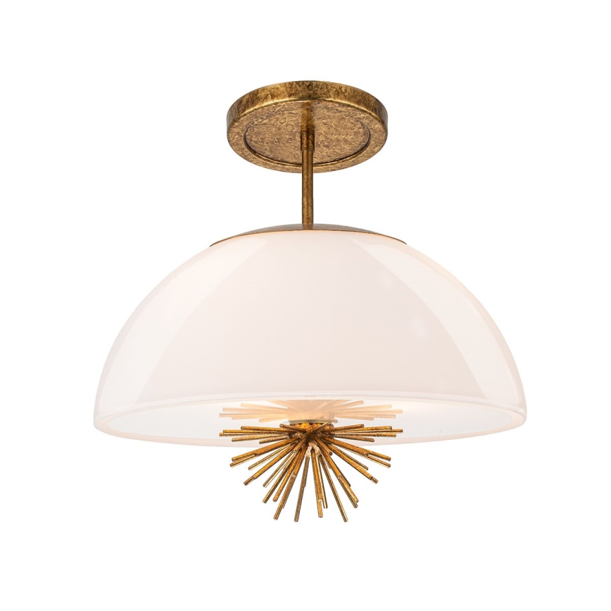Quoizel - Chandelier on a pole STARING 3xE14/40W/230V d. 45,7 cm gold/patina/white