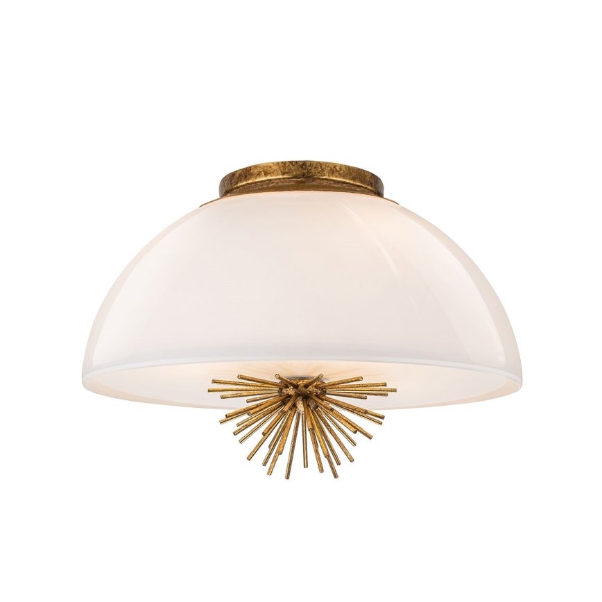 Quoizel - Chandelier on a pole STARING 3xE14/40W/230V d. 45,7 cm gold/patina/white