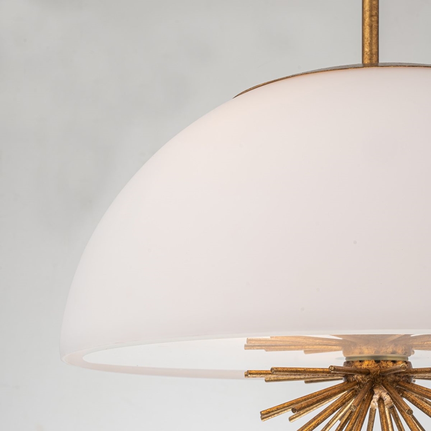 Quoizel - Chandelier on a pole STARING 3xE14/40W/230V d. 45,7 cm gold/patina/white