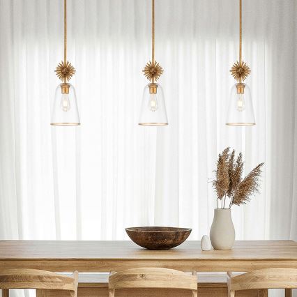 Quoizel - Chandelier on a pole STARING 1xE27/40W/230V d. 18,4 cm gold/patina/clear
