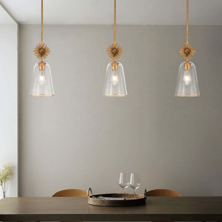 Quoizel - Chandelier on a pole STARING 1xE27/40W/230V d. 18,4 cm gold/patina/clear