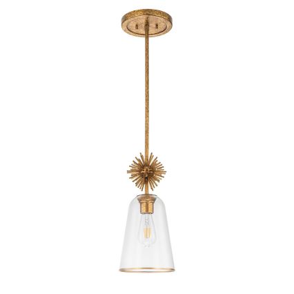 Quoizel - Chandelier on a pole STARING 1xE27/40W/230V d. 18,4 cm gold/patina/clear