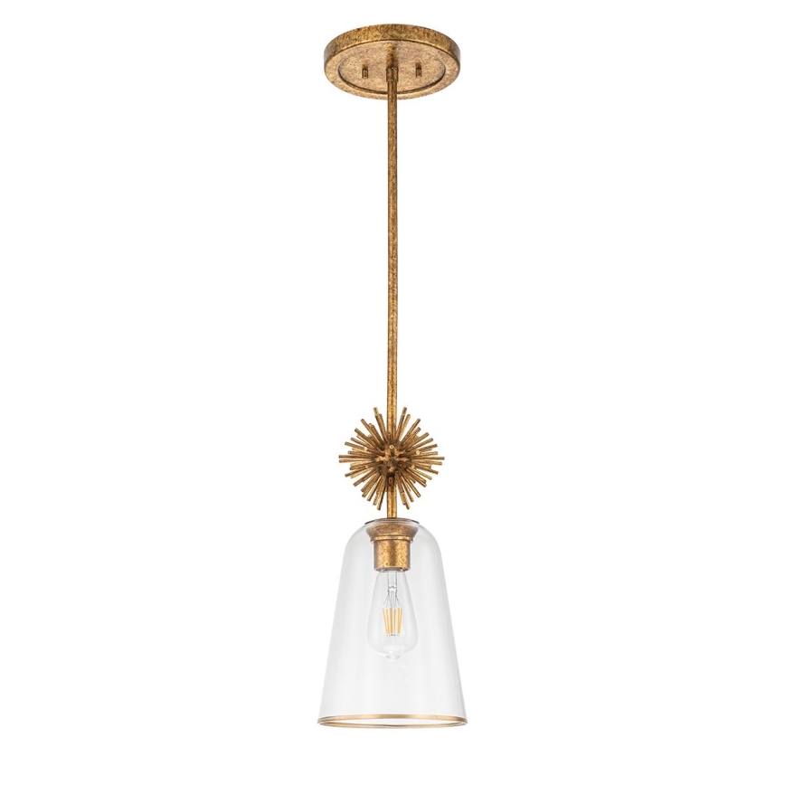 Quoizel - Chandelier on a pole STARING 1xE27/40W/230V d. 18,4 cm gold/patina/clear