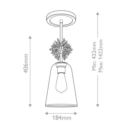 Quoizel - Chandelier on a pole STARING 1xE27/40W/230V d. 18,4 cm gold/patina/clear