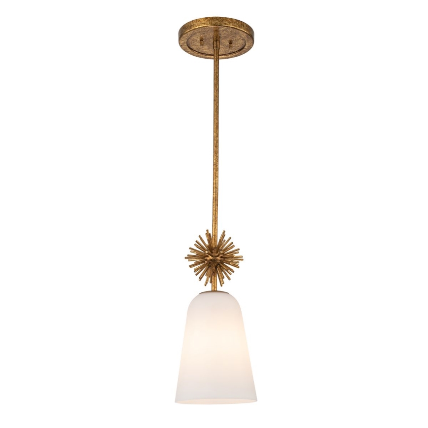 Quoizel - Chandelier on a pole STARING 1xE27/40W/230V d. 18,4 cm gold/patina/white